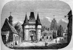 Mimari: Saint Julien kapısının görünümü (1460-1483), Arka planda, Gotik kilise Notre Dame des Marais