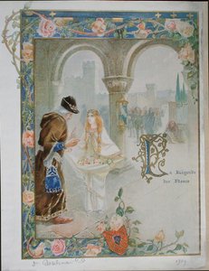 Villeneuve Aziz Rosalina (1267-1329) c.1900 (renkli taş) by Louis Ollier