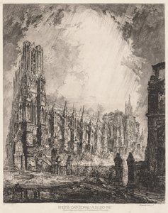 Reims Katedrali ve Başpiskopos Sarayı Harabeleri by Louis Orr