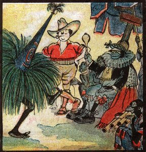 Avrupalı yerleşimci Nestor Fenleroc, bir Afrika kabilesini ziyaret ediyor. 1923 (gravür)