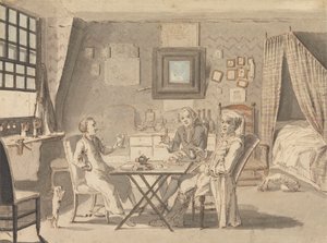 İki Genç Adamla Otoportre by Louis Philippe Boitard