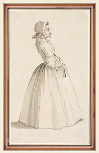 Ayakta duran kadın, sağa dönük (kalem, tükenmez kalem, mürekkep ve kağıt üzerine sulu boya) by Louis Philippe Boitard