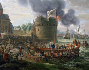 Louis XVI, 23 Haziran'da Cherbourg limanını ziyaret ediyor by Louis Philippe Crepin