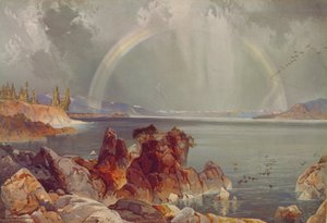 Yellowstone Gölü, c.1875 (kromolitograf) by Louis Prang