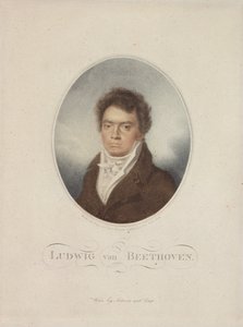 Lugwig van Beethoven (1770-1827), Blasius Hofel (1792-1863) 1814 (mezzotint) tarafından oyulmuş by Louis Rene Letronne