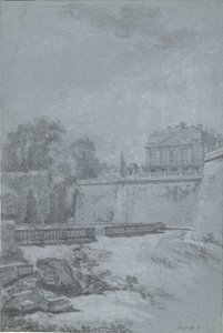 Parkın görünümü ve Saint-Cloud kalesinin bir kanadı by Louis Rolland Trinquesse