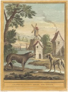 Kurt ve İnce Köpek by Louis Simon Lempereur after Jean Baptiste Oudry