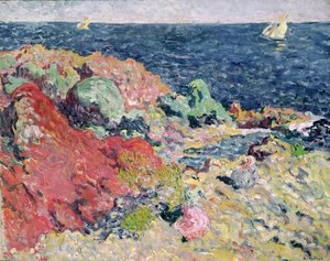 Antheor'daki Kırmızı Kayalar by Louis Valtat