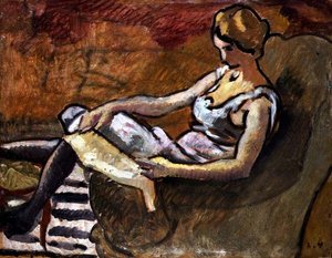 The Thinker, 1916 dolayları (panel üzeri yağlı boya) by Louis Valtat