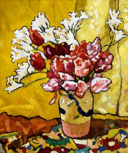 Vazo, Laleler ve Beyaz Çiçekler by Louis Valtat