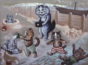 Denizde Yıkanan Kediler by Louis Wain