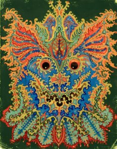 Kaleydoskop Kedileri: yeşil üzerine kedi deseni by Louis Wain