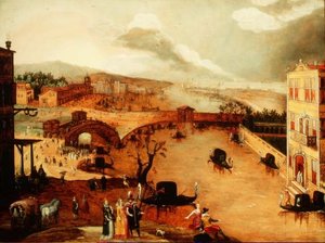 Nehir Manzarasında Galante Sahnesi (panel) by Louis de Caullery