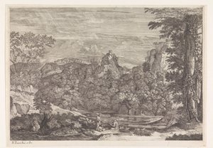 Üç keşiş ile manzara by Louis de Châtillon
