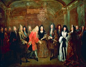 Louis XIV, 27 Eylül'de Fontainebleau'da Saksonya Seçmeni Frederick Augustus II'yi kabul ediyor
