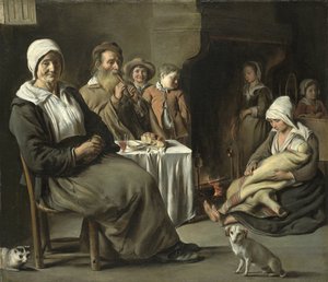 Eski bir Flüt Çalan ile Köylü İçişleri