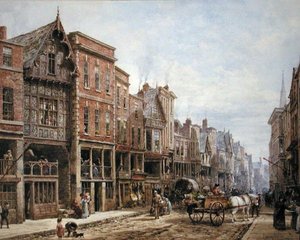 Watergate Street, Chester (kağıt üzerine gövde rengiyle sulu boya)