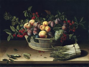 Bir sepet meyve ve bir demet kuşkonmaz ile natürmort, 1630