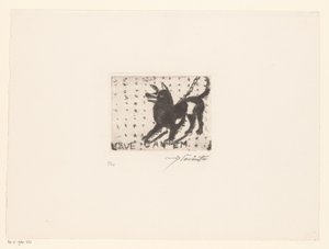 Havlayan köpek Cave Canem (nesne üzerindeki başlık) by Lovis Corinth (signed by artist)