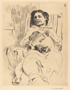 kadın, ile, iğne işi by Lovis Corinth