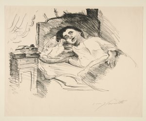 Bayan yatakta dinlenme by Lovis Corinth