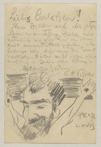 Lovis Corinth'den Carl Strathmann'a: kartpostal, posta damgası 16 Ocak 1903 by Lovis Corinth