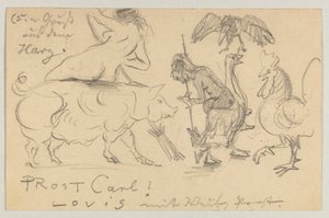 Lovis Corinth'den Carl Strathmann'a: posta damgası 21 Temmuz 1905 olan kartpostal by Lovis Corinth