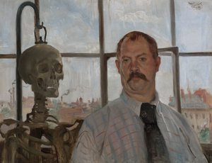 İskeletli Otoportre by Lovis Corinth