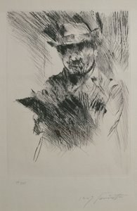 Otoportre, c.1920-21 (kuru nokta) by Lovis Corinth