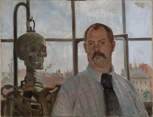 İskelet ile Otoportre by Lovis Corinth