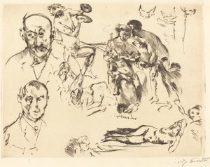 Max Lieberman da dahil olmak üzere Erkeklerin Eskizleri by Lovis Corinth