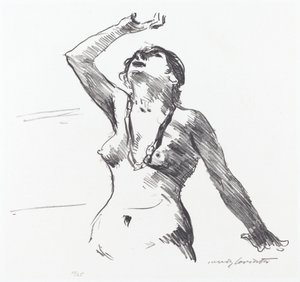 Çıplak Kendini Savunan Kadın by Lovis Corinth