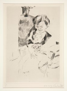Yavru kedi olan kadın by Lovis Corinth