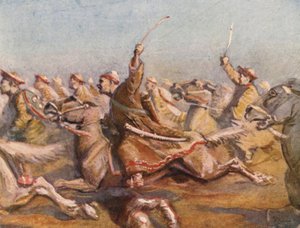 Haçlı Seferleri hikayeleri için illüstrasyon (renkli taş baskı)
