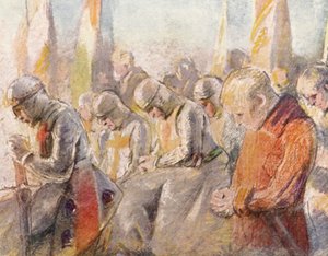 Haçlı Seferleri hikayeleri için illüstrasyon (renkli taş baskı)