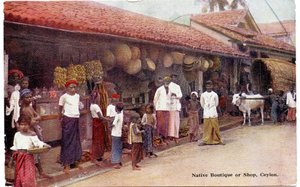 Yerli Butik veya Dükkan, Seylan, c.1900-20 (el ile renklendirilmiş fotoğraf)