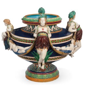 Büyük Minton mayolikası jardiniere, 1870 dolayları (seramik)