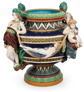Büyük Minton mayolikası jardiniere, 1870 dolayları (seramik)