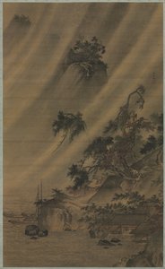 Bir Yağmur Fırtınasında Nehir Köyü by Lu Wenying