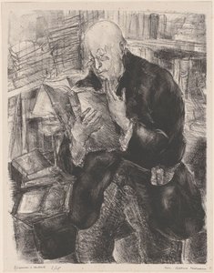 Adam bir kitaplıkta okuma by Luc Albert Moreau (signed by artist)