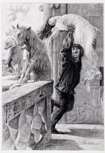 Quasimodo can ve Esmeralda - “Notre Dame de Paris”te, Victor Hugo, Luc Olivier Merson, gravür, Gery Bichard, ed. E. Testard, Paris