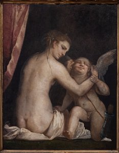Fontanellato, Labirinto della Masone, Franco Maria Ricci Sanat Koleksiyonu: "Venüs Gözleri Bağlayan Aşk Tanrısı" by Luca Cambiaso
