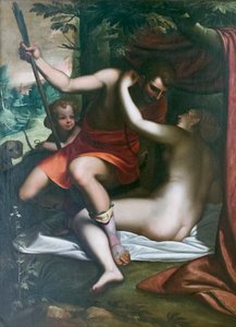 Venüs ve Adonis, 1585'ten önce, Luca Cambiaso (tuval üzerine yağlıboya) by Luca Cambiaso