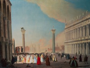 Piazzetta, Venedik, San Marco cephesinin önünden güneye bakıyor (tuval üzerine yağlı boya) by Luca Carlevaris