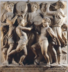 Dans eden, şarkı söyleyen ve oynayan çocuklar ve melekler, detay Cantoria (koro galerisi) by Luca Della Robbia