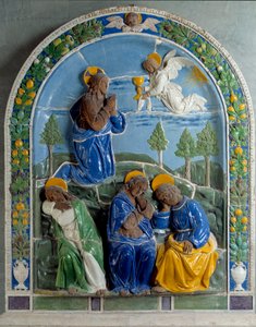 Zeytin Dağında İsa Seramik 15.yy. Luca della Robbia (1400-1482) tarafından boyanmış ve verniklenmiştir. Paris, Louvre Müzesi by Luca Della Robbia