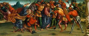 İsa'nın Yakalanması, Luca Signorelli (1441-50 - 1523) tarafından Ölü İsa Üzerine Ağıt predella'sından detay, ahşap üzerine tempera, 270x240 cm by Luca Signorelli