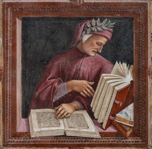Dante eserlerini okuyor (fresk) by Luca Signorelli