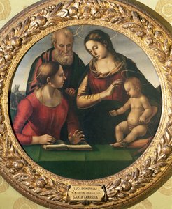 Aziz Catherine ile Kutsal Aile by Luca Signorelli