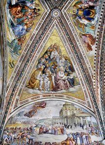Şehitler, patrikler, kilise doktorları ve bakireler by Luca Signorelli